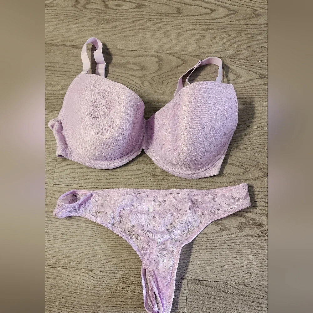 Primark Lilac Lavender Lace Bra and Panty Medium 36E NWOT